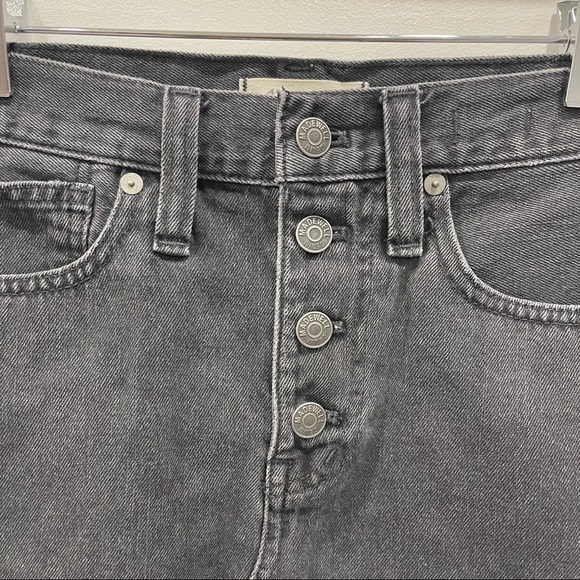 Madewell Rigid Denim A-Line Mini Skirt Button Front Edition In Lunar Wash - Picture 4 of 10